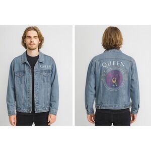 Queen‎ Adam Lambert Rhapsody Tour 2019 Denim Jacket Medium Concert Band Merch